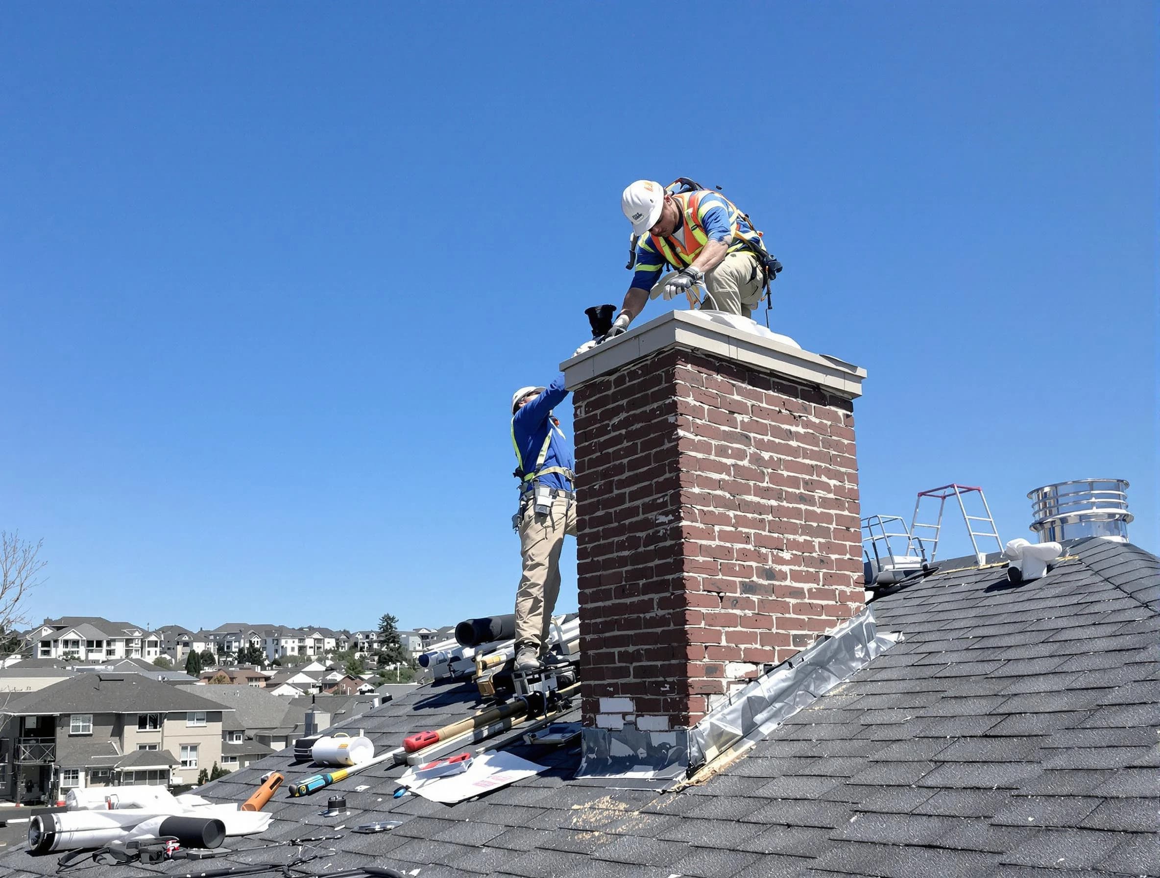 Sun Lakes Chimney Sweep repairing a chimney crown in Sun Lakes, AZ