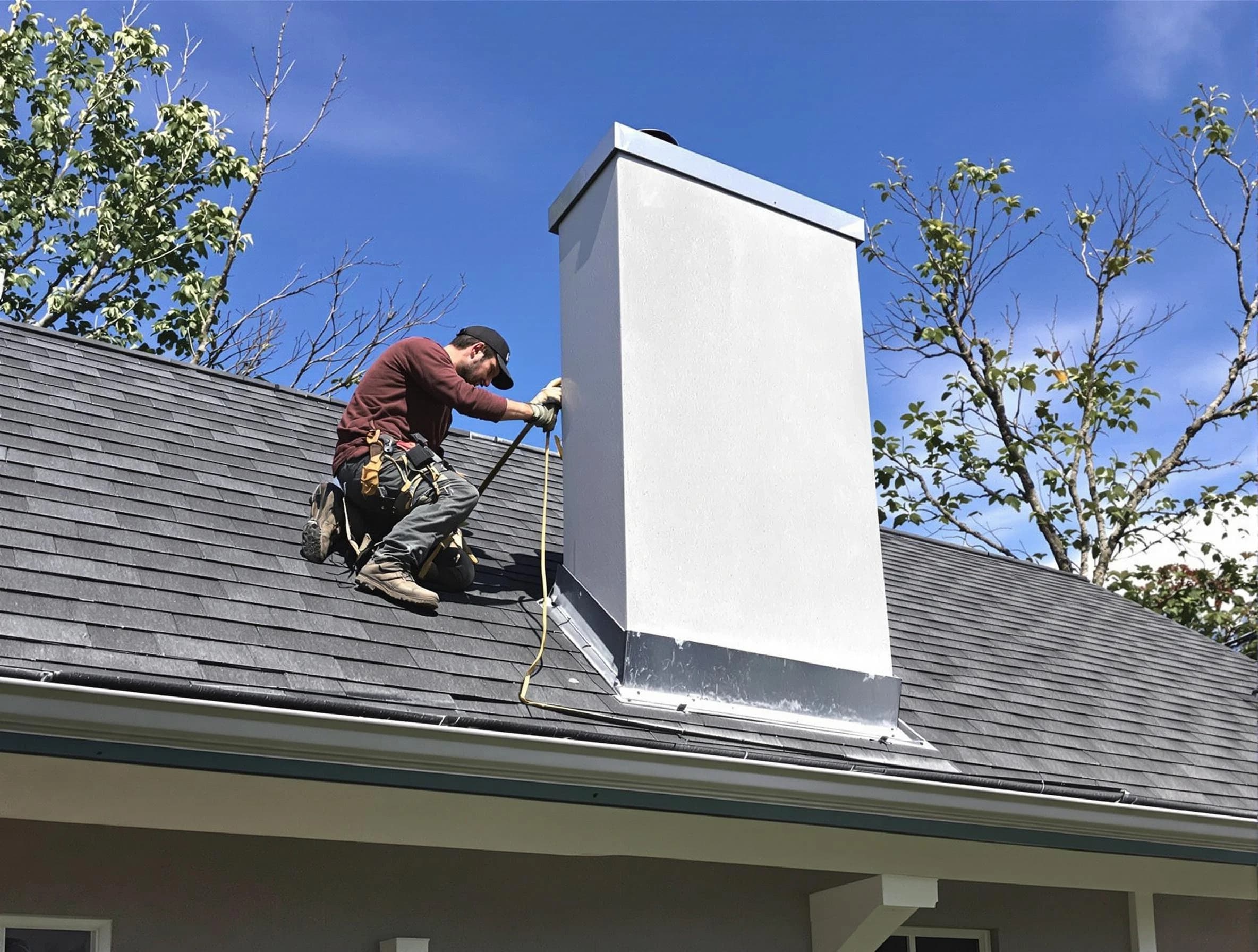 Sun Lakes Chimney Sweep team member finishing chimney construction in Sun Lakes, AZ