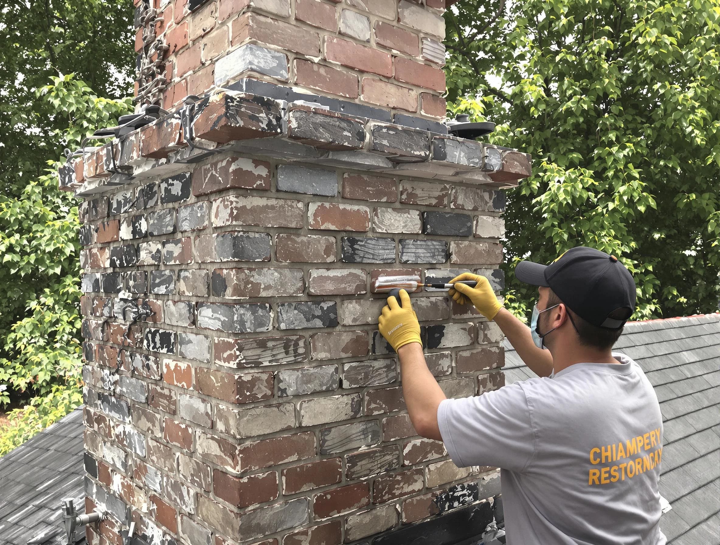 In-progress chimney restoration by Sun Lakes Chimney Sweep in Sun Lakes, AZ