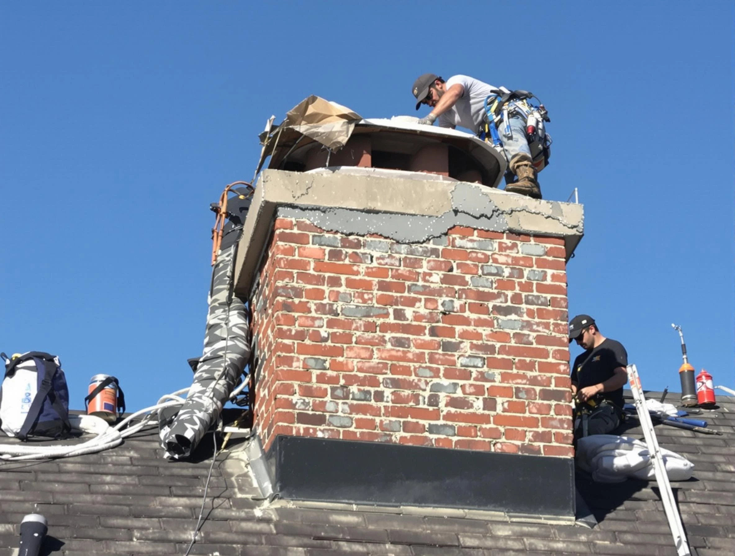 Sun Lakes Chimney Sweep installing a custom chimney crown in Sun Lakes, AZ